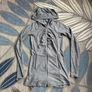 Athleta Womens Vitamin Sea Hooded Full Zip Stretchy Jacket Heather Gray Size XXS